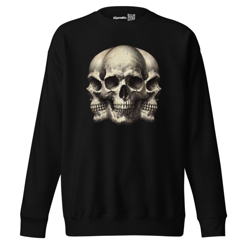 Dreifacher Totenschädel Unisex-Premium-Pullover – Sweatshirts – klamottn.de