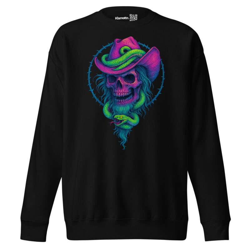 Schädelcowboy mit Schlange Unisex-Premium-Pullover – Sweatshirts – klamottn.de