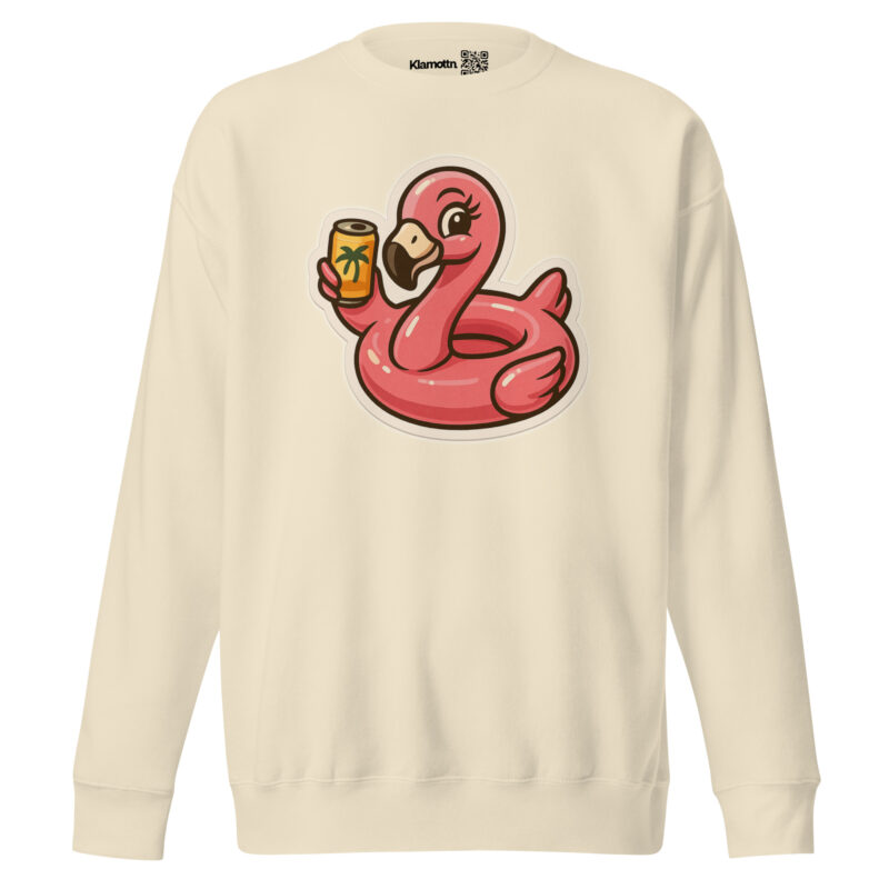 Flamingo mit Sommerdrink Unisex-Premium-Pullover – Sweatshirts – klamottn.de