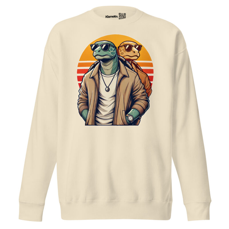 Schildkröten im Retro-Sunset-Style Unisex-Premium-Pullover – Sweatshirts – klamottn.de