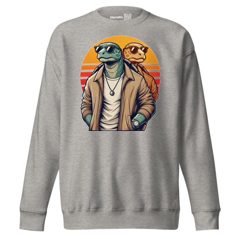 Schildkröten im Retro-Sunset-Style Unisex-Premium-Pullover – Sweatshirts – klamottn.de