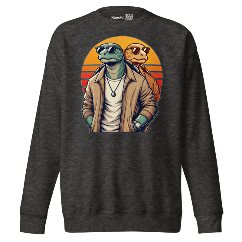 Schildkröten im Retro-Sunset-Style Unisex-Premium-Pullover – Sweatshirts – klamottn.de