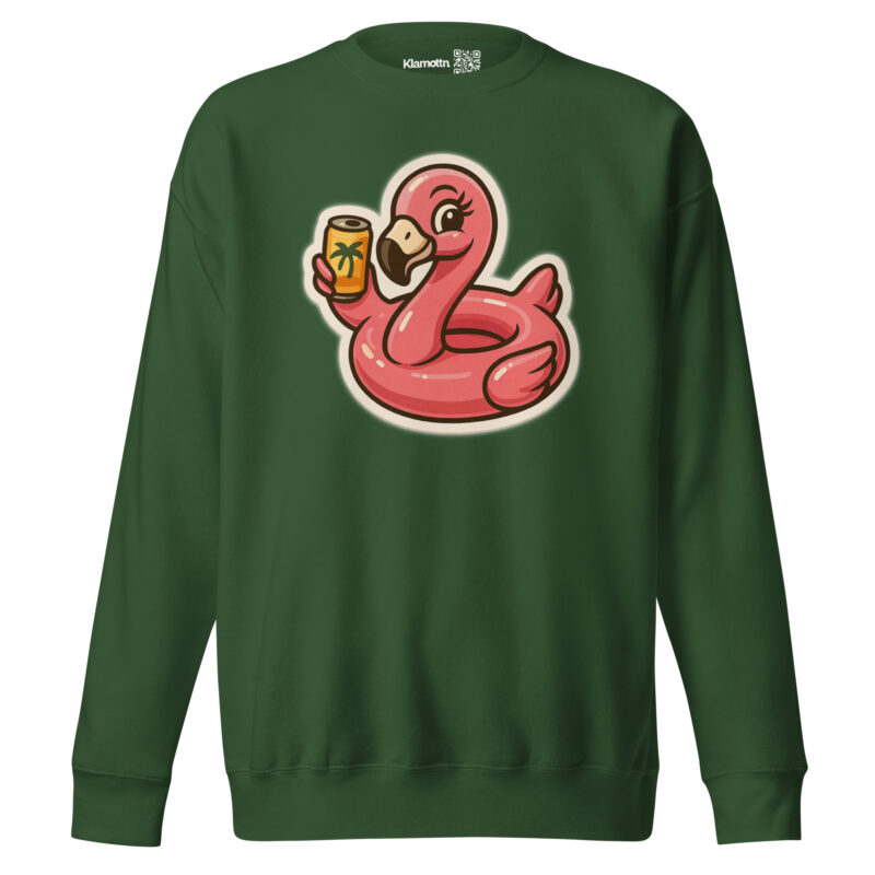 Flamingo mit Sommerdrink Unisex-Premium-Pullover – Sweatshirts – klamottn.de