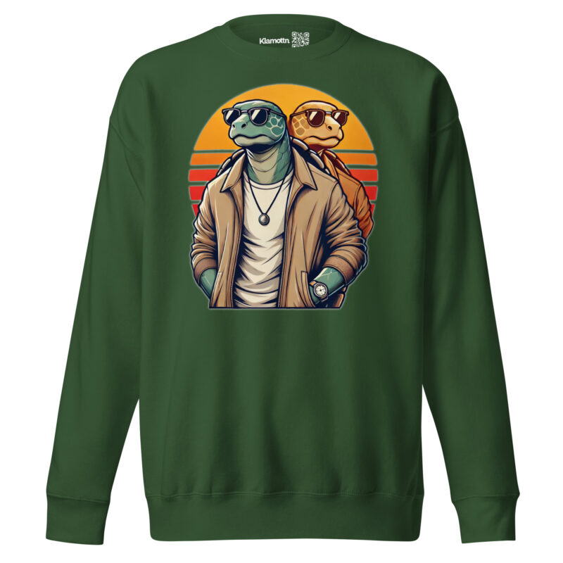 Schildkröten im Retro-Sunset-Style Unisex-Premium-Pullover – Sweatshirts – klamottn.de