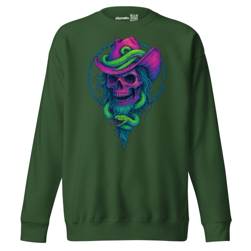 Schädelcowboy mit Schlange Unisex-Premium-Pullover – Sweatshirts – klamottn.de