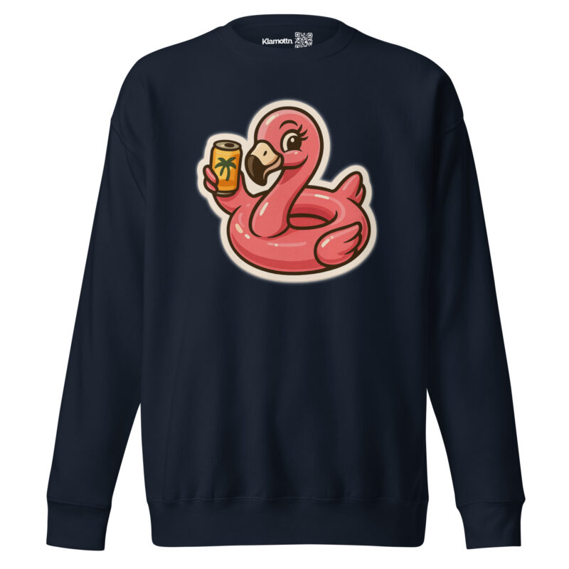 Flamingo mit Sommerdrink Unisex-Premium-Pullover – Sweatshirts – klamottn.de