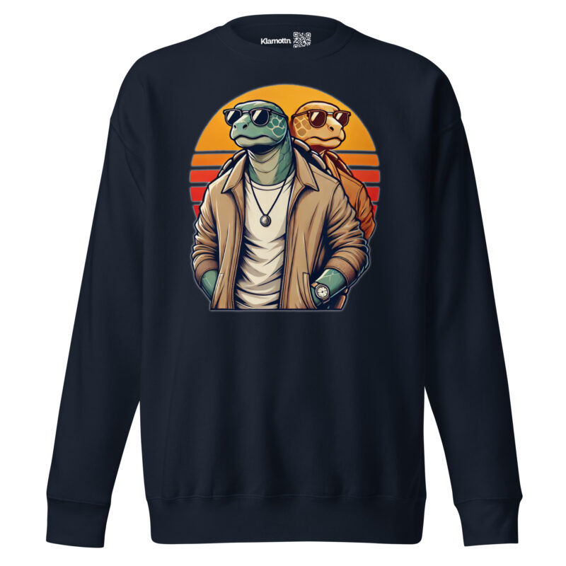 Schildkröten im Retro-Sunset-Style Unisex-Premium-Pullover – Sweatshirts – klamottn.de