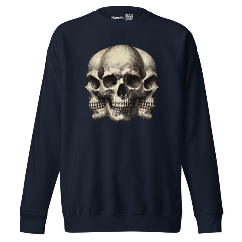 Dreifacher Totenschädel Unisex-Premium-Pullover – Sweatshirts – klamottn.de