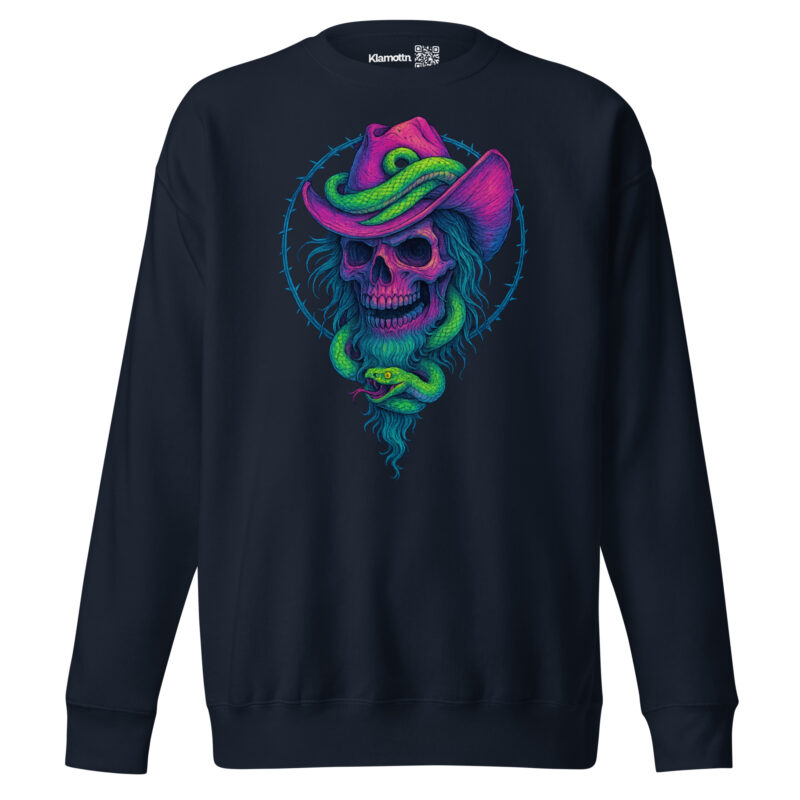 Schädelcowboy mit Schlange Unisex-Premium-Pullover – Sweatshirts – klamottn.de