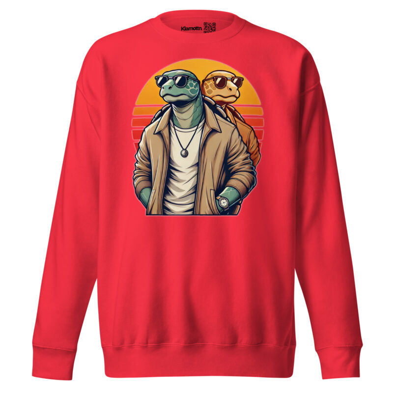 Schildkröten im Retro-Sunset-Style Unisex-Premium-Pullover – Sweatshirts – klamottn.de