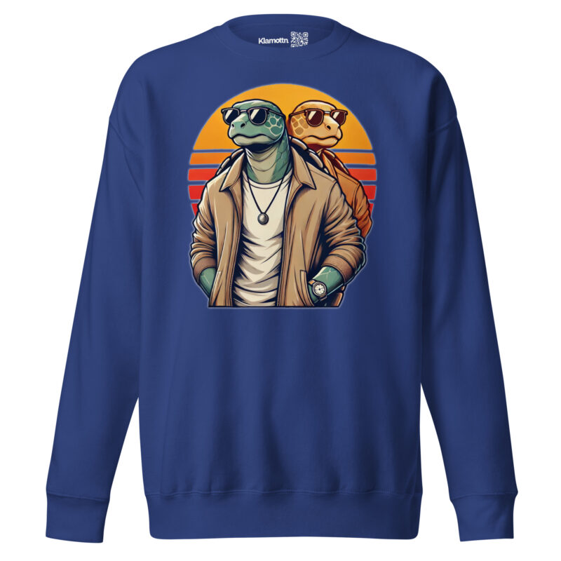 Schildkröten im Retro-Sunset-Style Unisex-Premium-Pullover – Sweatshirts – klamottn.de