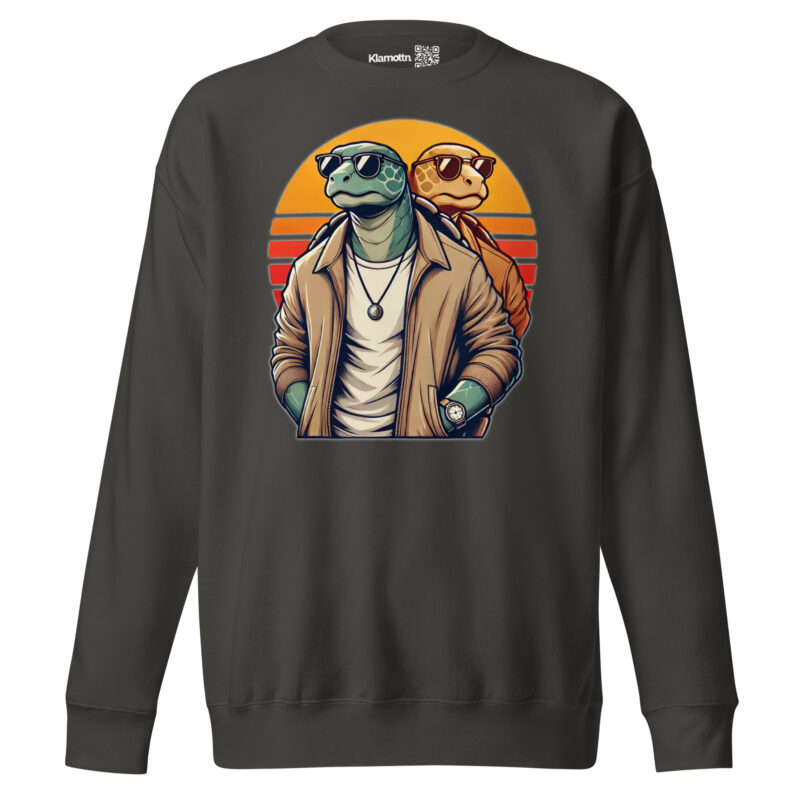 Schildkröten im Retro-Sunset-Style Unisex-Premium-Pullover – Sweatshirts – klamottn.de