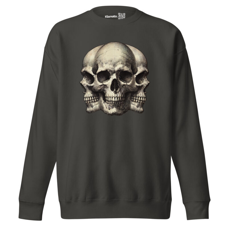 Dreifacher Totenschädel Unisex-Premium-Pullover – Sweatshirts – klamottn.de