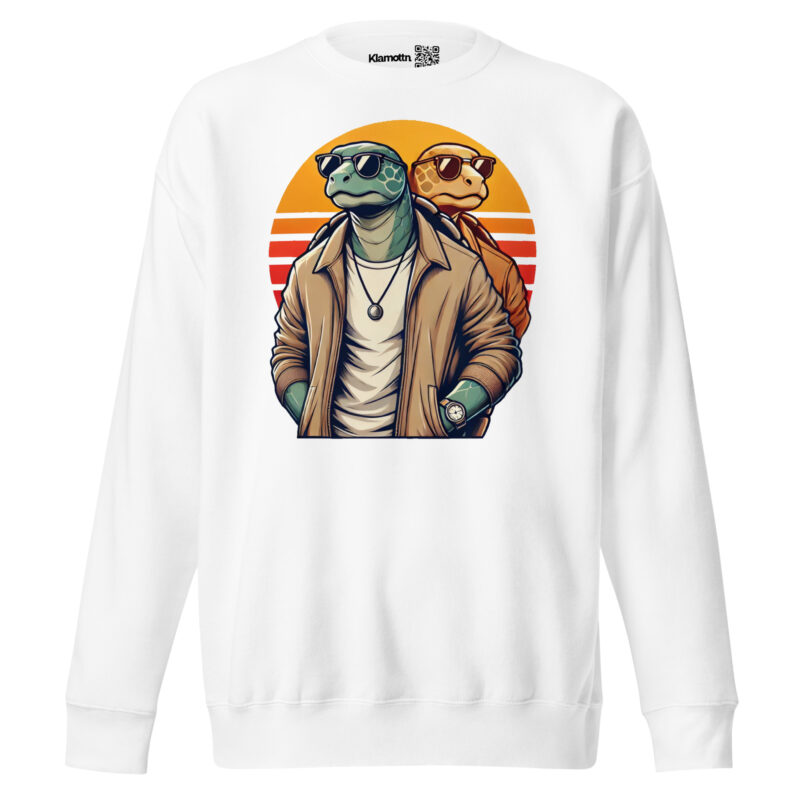 Schildkröten im Retro-Sunset-Style Unisex-Premium-Pullover – Sweatshirts – klamottn.de