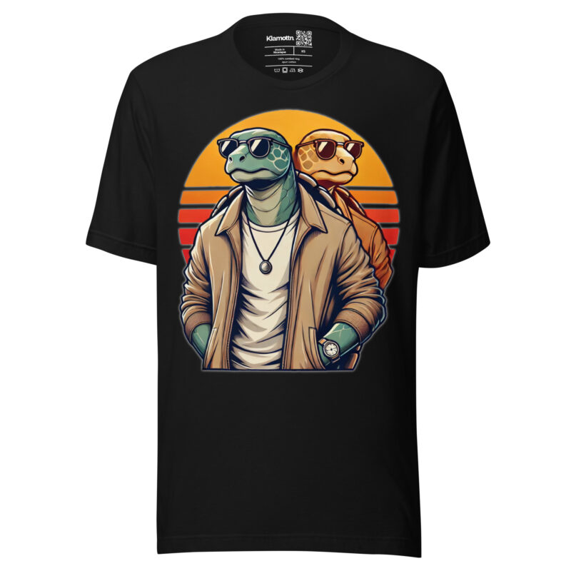 Schildkröten im Retro-Sunset-Style Unisex-T-Shirt – T-Shirts – klamottn.de