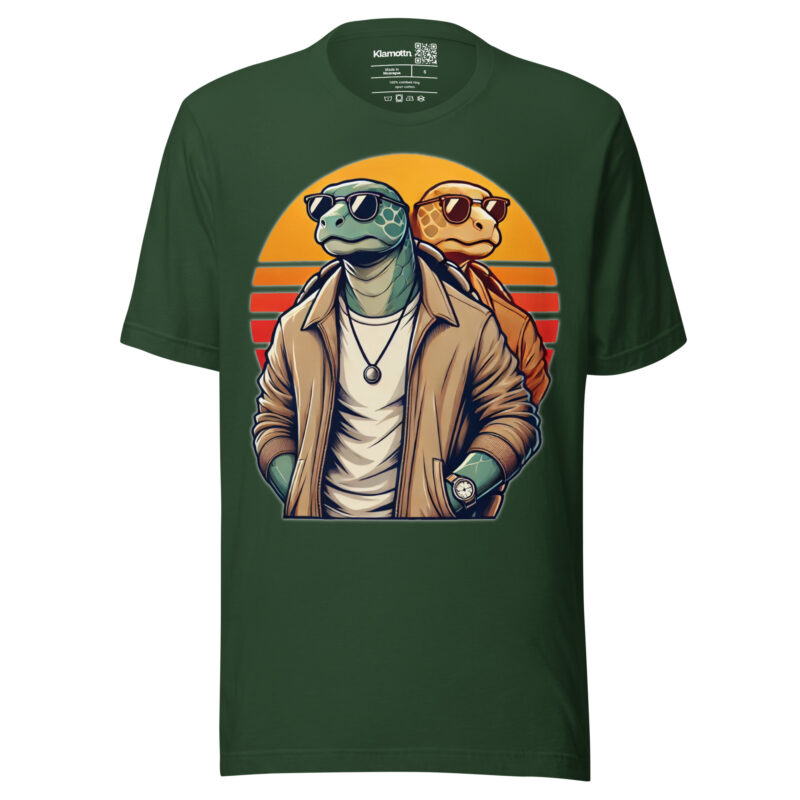 Schildkröten im Retro-Sunset-Style Unisex-T-Shirt – T-Shirts – klamottn.de