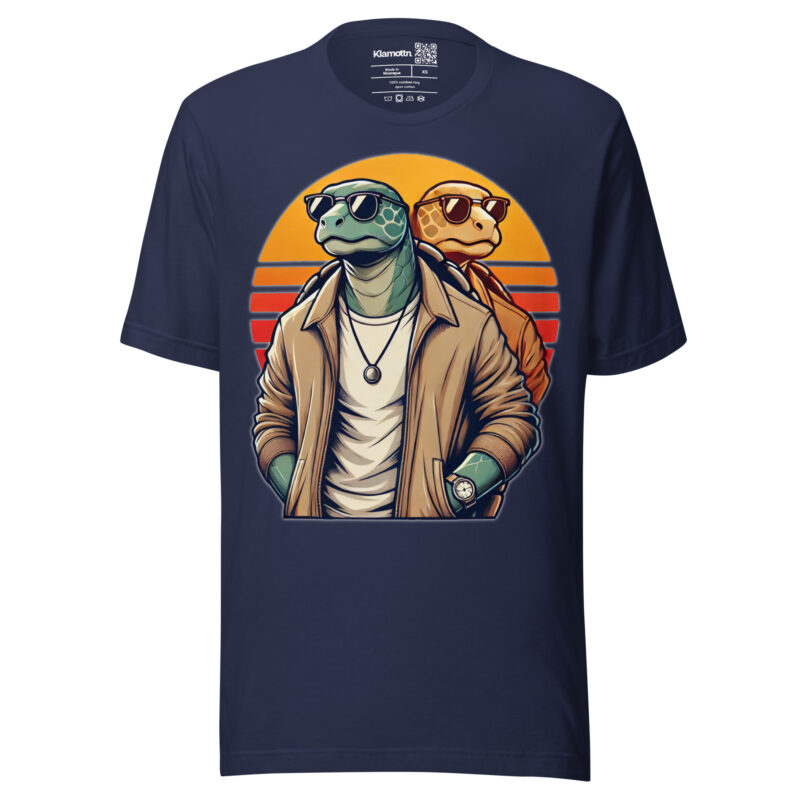 Schildkröten im Retro-Sunset-Style Unisex-T-Shirt – T-Shirts – klamottn.de