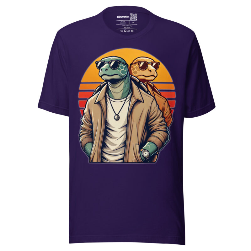 Schildkröten im Retro-Sunset-Style Unisex-T-Shirt – T-Shirts – klamottn.de