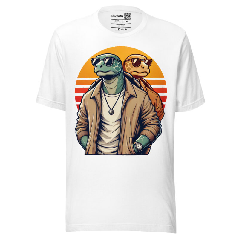 Schildkröten im Retro-Sunset-Style Unisex-T-Shirt – T-Shirts – klamottn.de