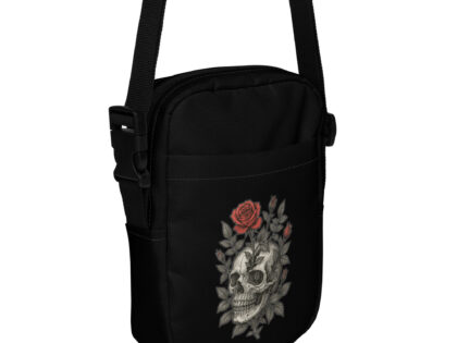Schädel mit blutroter Rose Umhängetasche – Accessoires – klamottn.de Schädel mit blutroter Rose Umhängetasche – Accessoires – klamottn.de