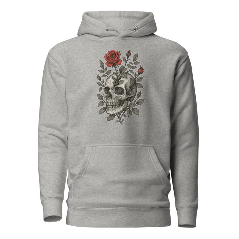 Schädel mit blutroter Rose Unisex-Kapuzenpullover – Hoodies – klamottn.de