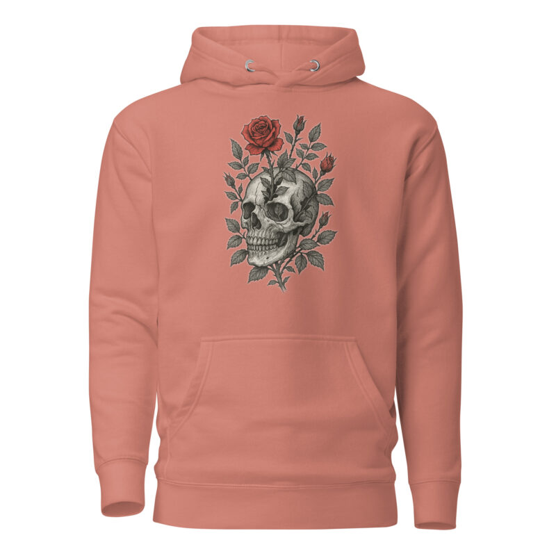 Schädel mit blutroter Rose Unisex-Kapuzenpullover – Hoodies – klamottn.de