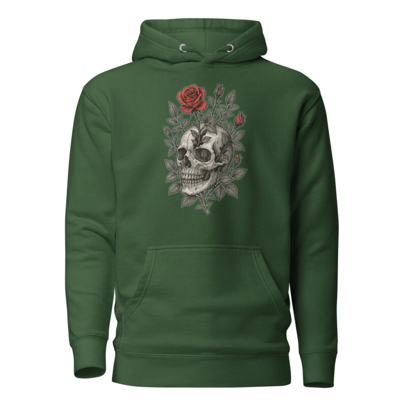 Schädel mit blutroter Rose Unisex-Kapuzenpullover – Hoodies – klamottn.de
