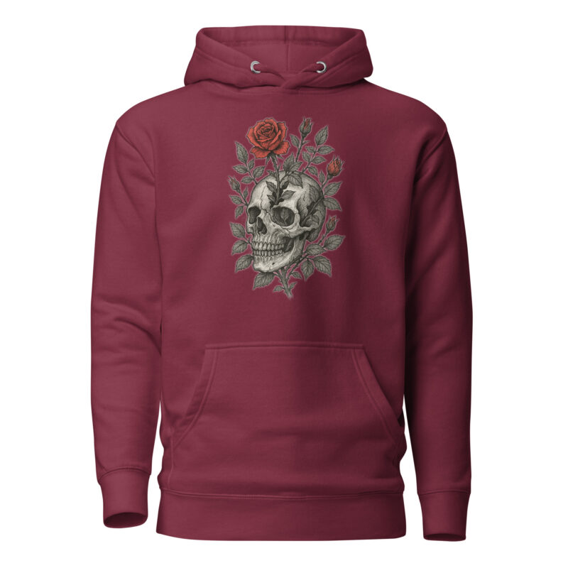 Schädel mit blutroter Rose Unisex-Kapuzenpullover – Hoodies – klamottn.de