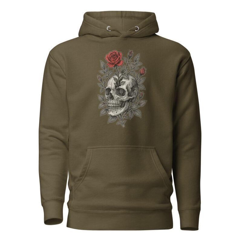 Schädel mit blutroter Rose Unisex-Kapuzenpullover – Hoodies – klamottn.de