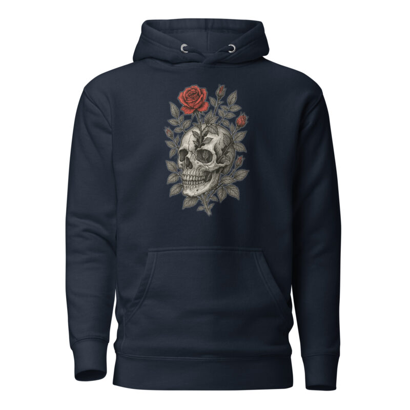 Schädel mit blutroter Rose Unisex-Kapuzenpullover – Hoodies – klamottn.de