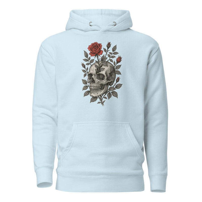 Schädel mit blutroter Rose Unisex-Kapuzenpullover – Hoodies – klamottn.de