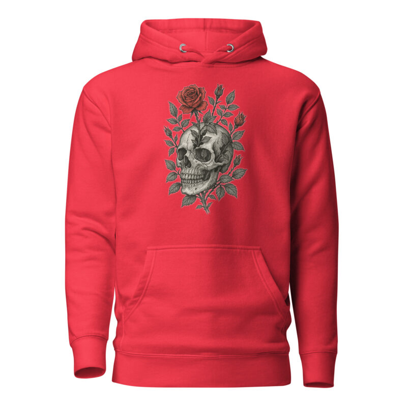 Schädel mit blutroter Rose Unisex-Kapuzenpullover – Hoodies – klamottn.de