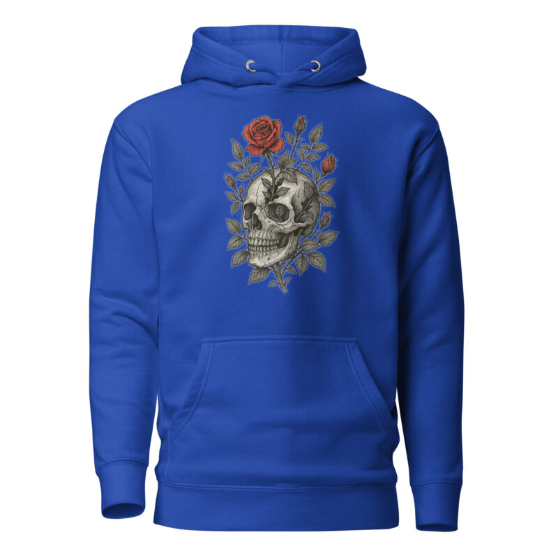 Schädel mit blutroter Rose Unisex-Kapuzenpullover – Hoodies – klamottn.de
