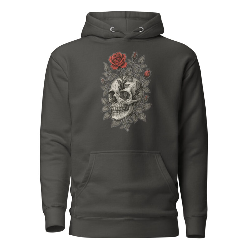 Schädel mit blutroter Rose Unisex-Kapuzenpullover – Hoodies – klamottn.de