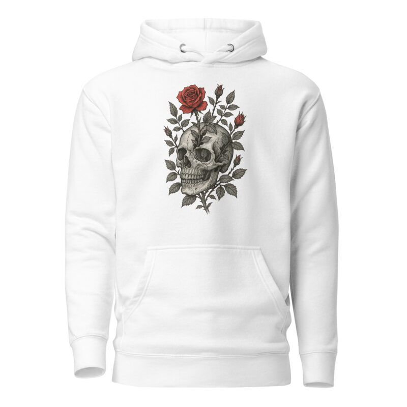 Schädel mit blutroter Rose Unisex-Kapuzenpullover – Hoodies – klamottn.de