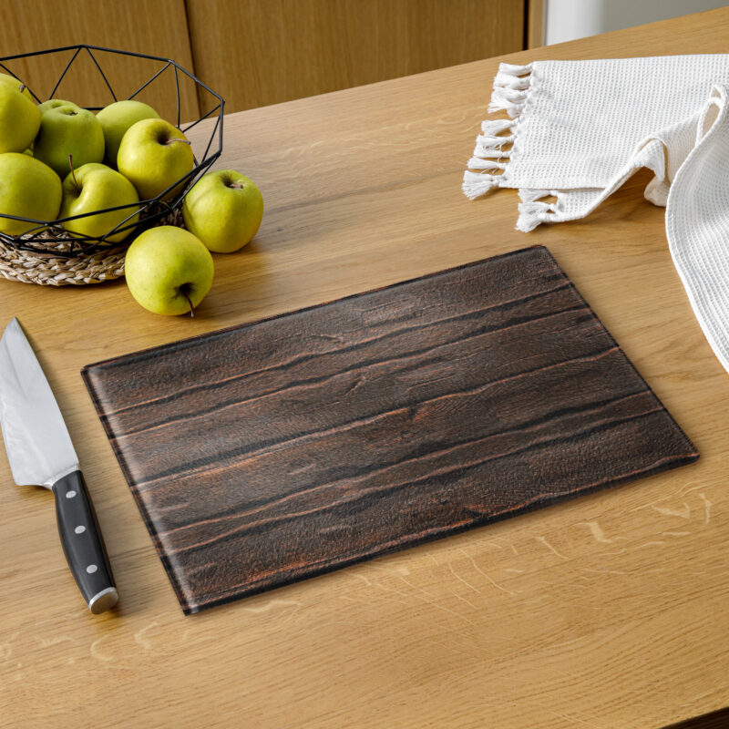 Rustikale Holzoptik Schneidebrett aus Glas – Home & Living – klamottn.de