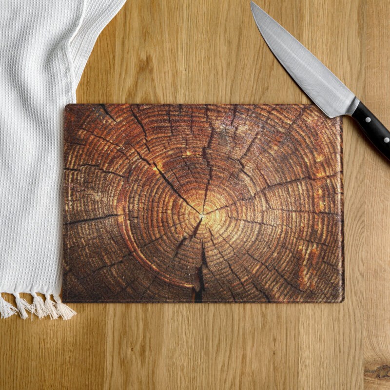 Holzringe Naturkunst Schneidebrett aus Glas – Home & Living – klamottn.de