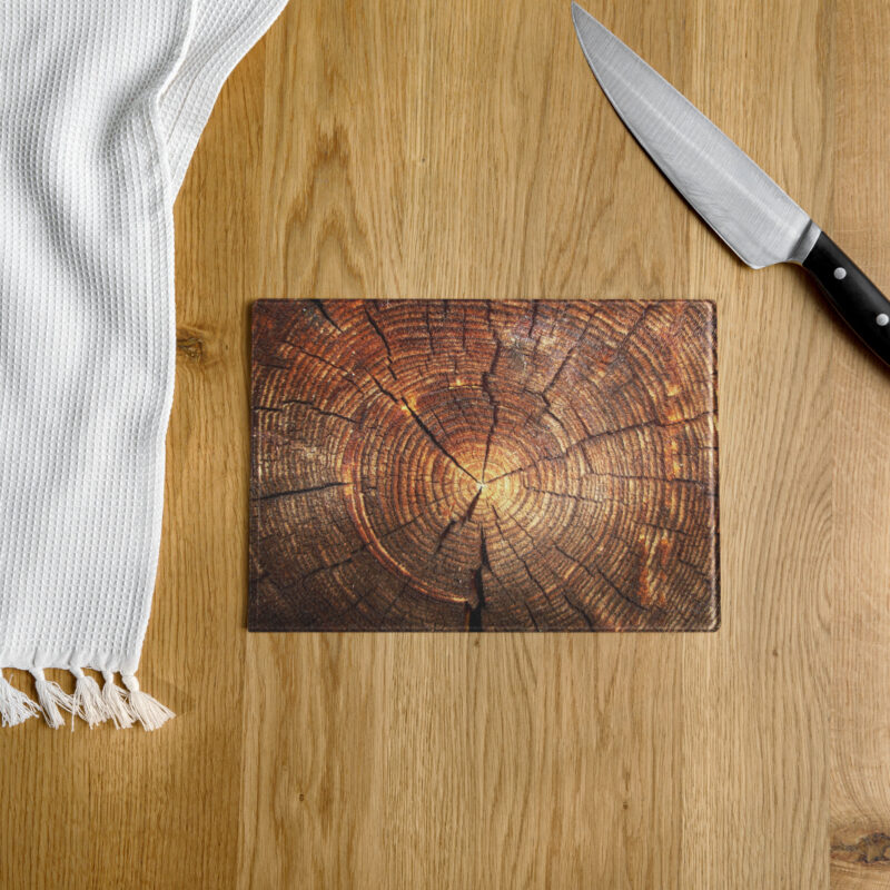 Holzringe Naturkunst Schneidebrett aus Glas – Home & Living – klamottn.de