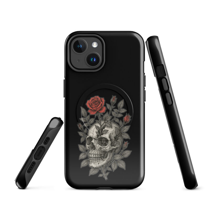 Schädel mit blutroter Rose Hardcase iPhone®-Hülle mit MagSafe® – Accessoires – klamottn.de