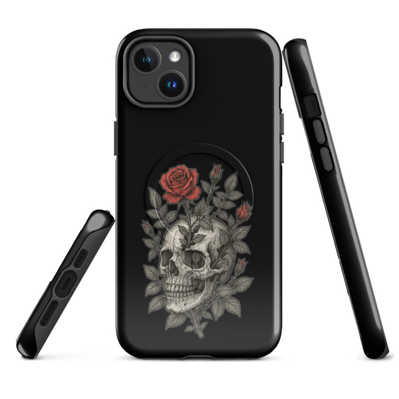 Schädel mit blutroter Rose Hardcase iPhone®-Hülle mit MagSafe® – Accessoires – klamottn.de