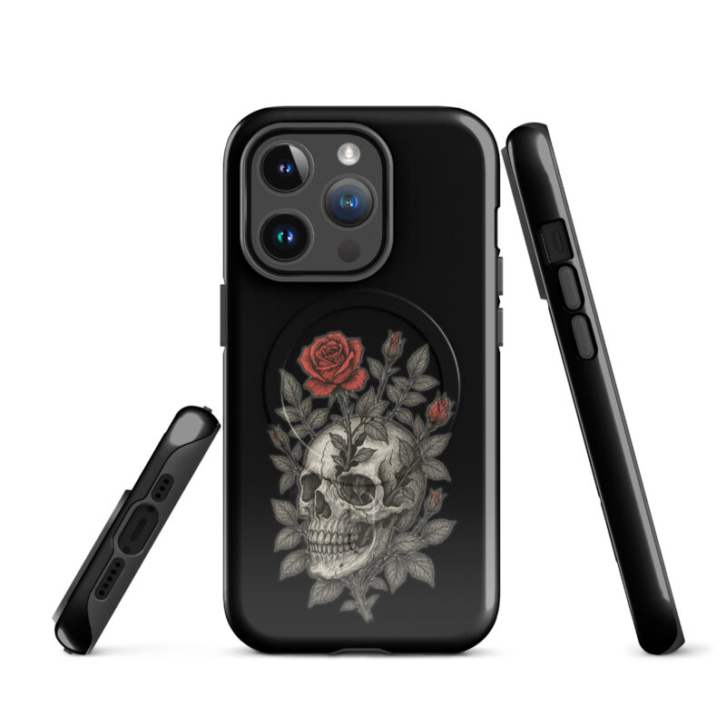 Schädel mit blutroter Rose Hardcase iPhone®-Hülle mit MagSafe® – Accessoires – klamottn.de