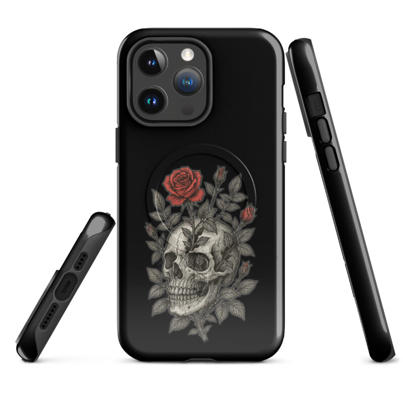 Schädel mit blutroter Rose Hardcase iPhone®-Hülle mit MagSafe® – Accessoires – klamottn.de