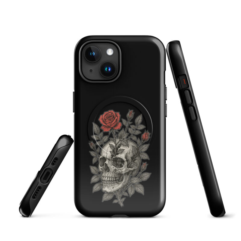 Schädel mit blutroter Rose Hardcase iPhone®-Hülle mit MagSafe® – Accessoires – klamottn.de