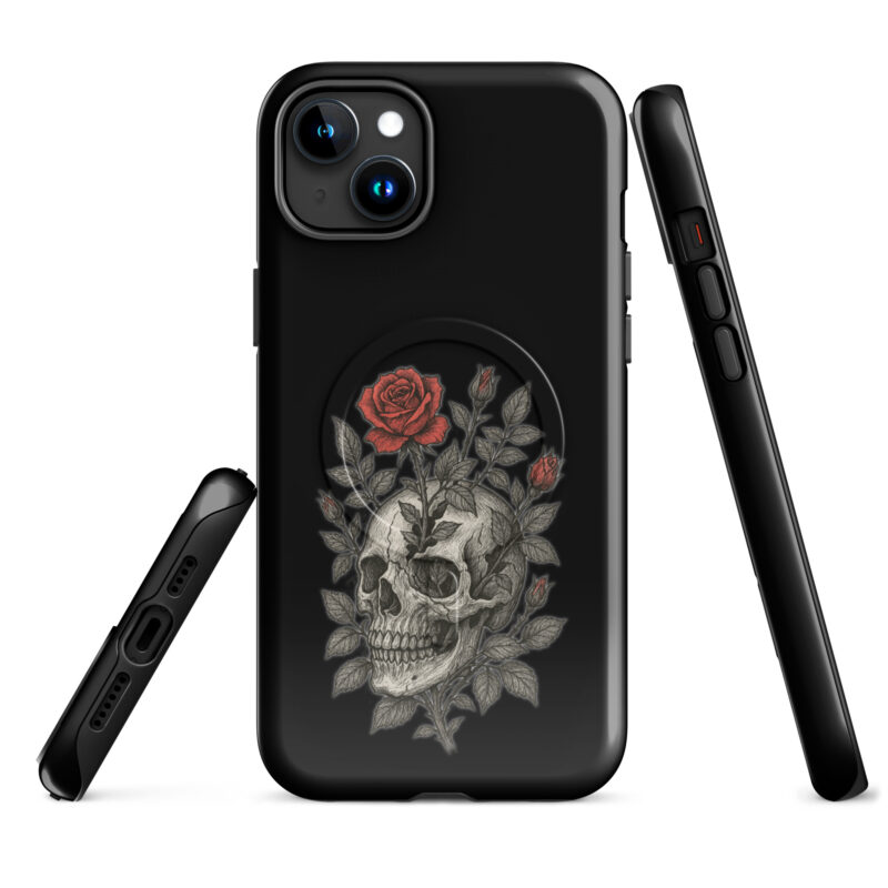 Schädel mit blutroter Rose Hardcase iPhone®-Hülle mit MagSafe® – Accessoires – klamottn.de