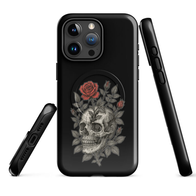 Schädel mit blutroter Rose Hardcase iPhone®-Hülle mit MagSafe® – Accessoires – klamottn.de