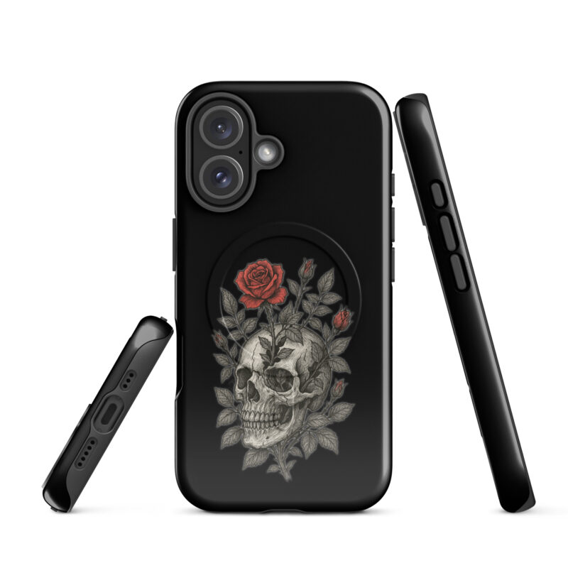 Schädel mit blutroter Rose Hardcase iPhone®-Hülle mit MagSafe® – Accessoires – klamottn.de