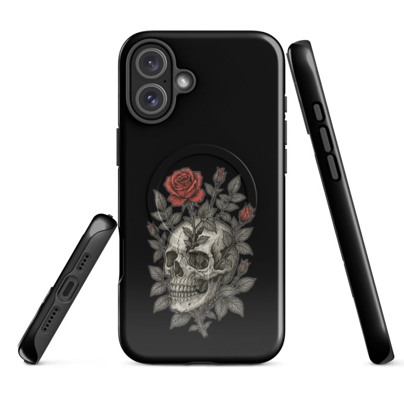 Schädel mit blutroter Rose Hardcase iPhone®-Hülle mit MagSafe® – Accessoires – klamottn.de