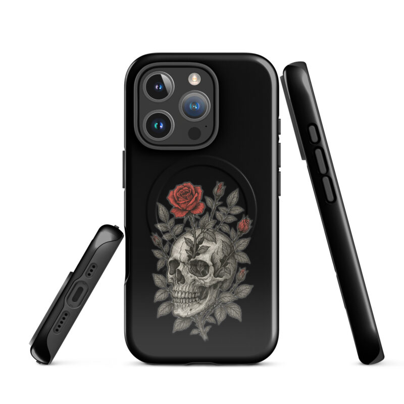 Schädel mit blutroter Rose Hardcase iPhone®-Hülle mit MagSafe® – Accessoires – klamottn.de