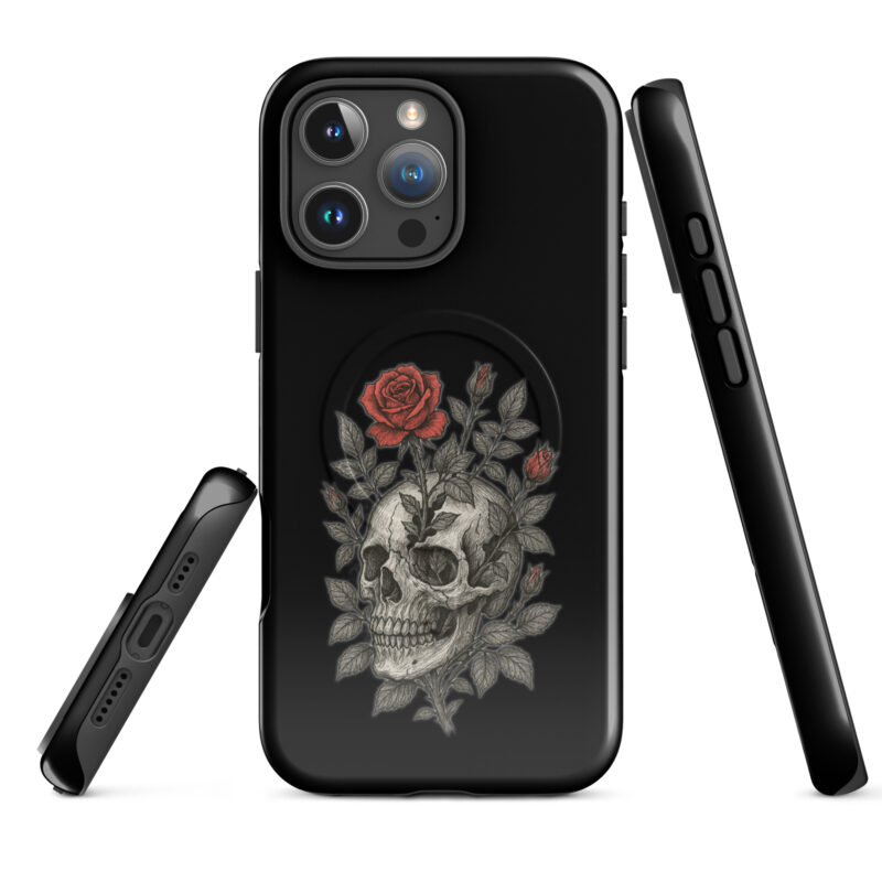 Schädel mit blutroter Rose Hardcase iPhone®-Hülle mit MagSafe® – Accessoires – klamottn.de