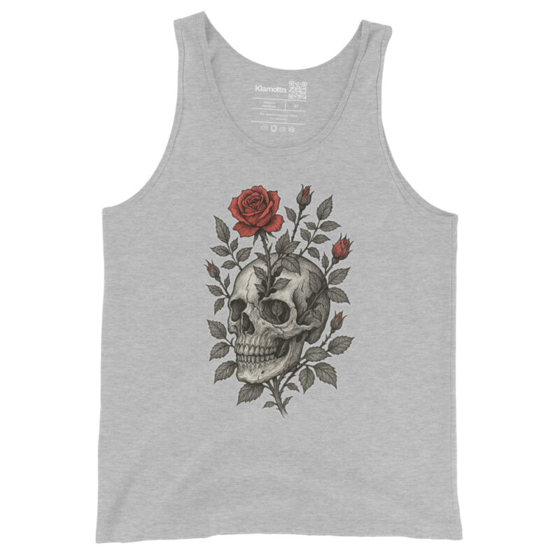 Schädel mit blutroter Rose Unisex-Tank-Top – Tank Tops – klamottn.de